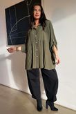 Pleat Smock Blouse Khaki /2=